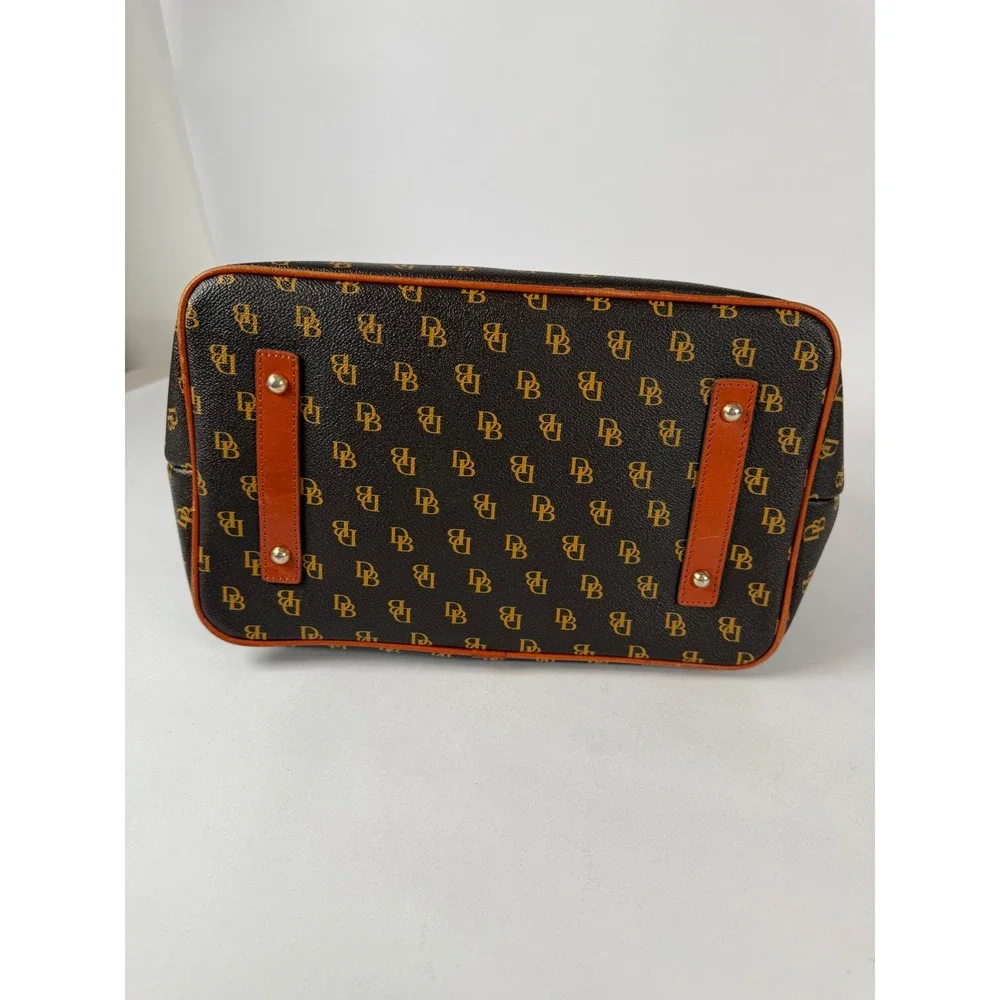 Dooney & Bourke Greta Greena Monogram Satchel Bag Brown Tmoro‎ Leather Trim